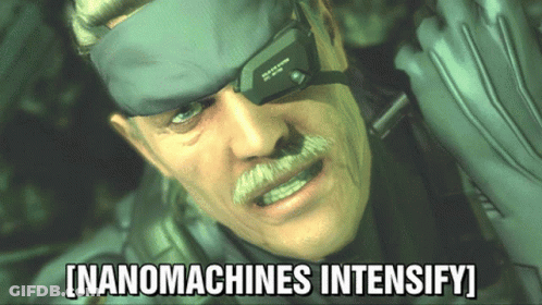 A Close Up Of A Man With The Words Nanomachines Intensify Behind Him GIF