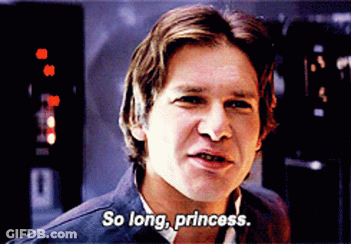 A Close Up Of A Man With The Words So Long Princess Written On His Face GIF