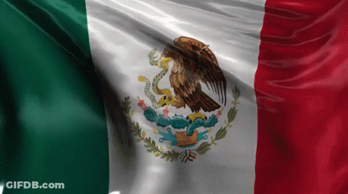 A Close Up Of A Mexican Flag With An Eagle On It GIF