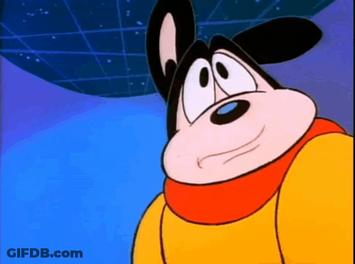 A Close Up Of A Mickey Mouse Cartoon Character Wearing A Yellow Jacket And A Red Scarf . GIF