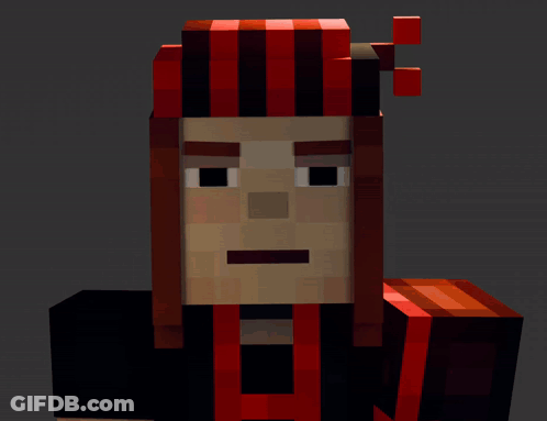 A Close Up Of A Minecraft Character With A Red Hat GIF