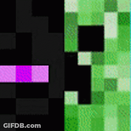 A Close Up Of A Minecraft Creeper And Enderman . GIF