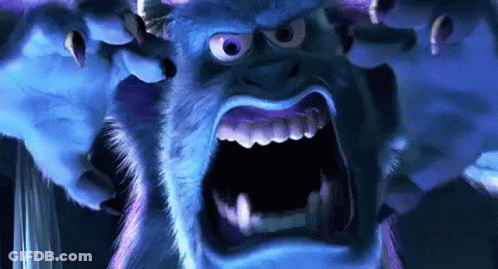A Close Up Of A Monster From Monsters Inc With Its Mouth Open GIF