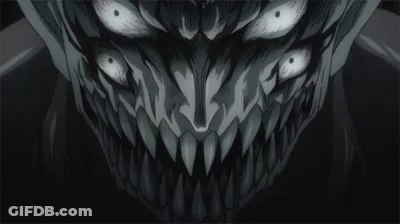 A Close Up Of A Monster 'S Face With A Lot Of Teeth . GIF