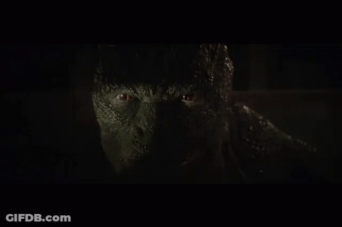 A Close Up Of A Monster 'S Face With The Words And So It Begins Below It GIF