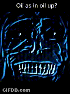 A Close Up Of A Monster 'S Face With The Words Oil As In Oil Up GIF