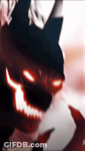 A Close Up Of A Monster With Red Eyes GIF