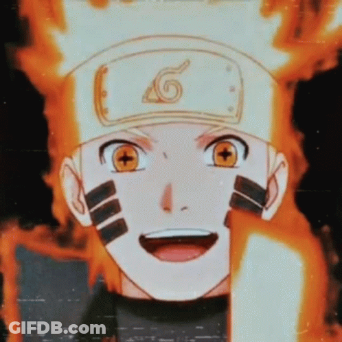 A Close Up Of A Naruto Character Wearing A Headband With A Fire Coming Out Of It . GIF