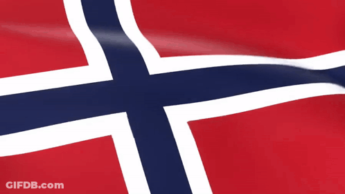 A Close Up Of A Norwegian Flag With A Blue White And Red Cross GIF
