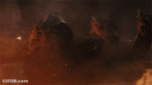 A Close Up Of A Painting Of A Dragon With A Sword GIF