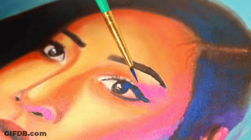 A Close Up Of A Painting Of A Man 'S Eye GIF