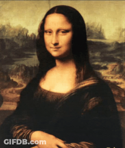 A Close Up Of A Painting Of A Woman With Long Dark Hair GIF