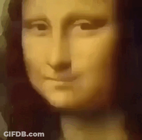 A Close Up Of A Painting Of A Woman With Long Hair GIF