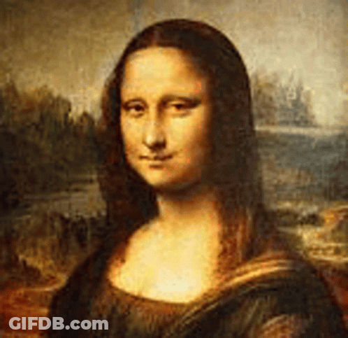 A Close Up Of A Painting Of A Woman With Long Hair In Front Of A Landscape . GIF