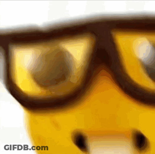 A Close Up Of A Pair Of Glasses With A Yellow Background GIF