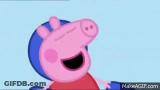 A Close Up Of A Peppa Pig Cartoon Character Smiling With Her Eyes Closed . GIF