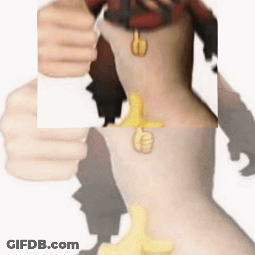 A Close Up Of A Person Giving A Thumbs Up With A Yellow Sticker On It GIF
