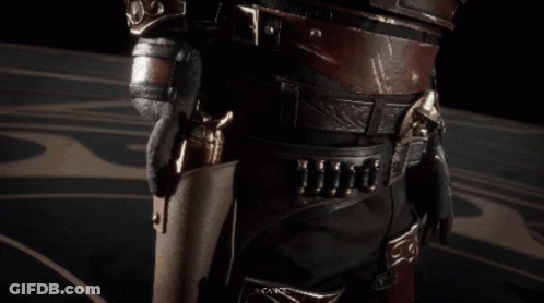 A Close Up Of A Person Holding A Gun With The Word Cancel Below GIF