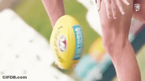 A Close Up Of A Person Holding A Soccer Ball With A Sticker That Says ' Sydney ' On It GIF
