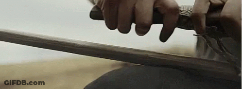 A Close Up Of A Person Holding A Sword . GIF