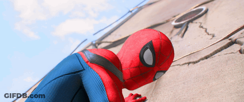 A Close Up Of A Person In A Spider Man Costume GIF