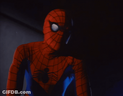 A Close Up Of A Person In A Spiderman Suit GIF