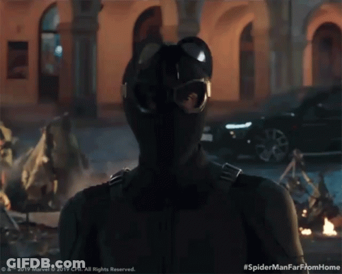 A Close Up Of A Person In A Spiderman Suit GIF