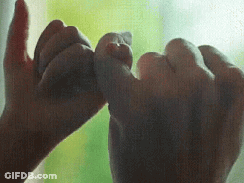 A Close Up Of A Person Making A Pinky Promise With Their Hands . GIF