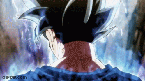 A Close Up Of A Person 'S Back With A Blue Background And A Glowing Head . GIF