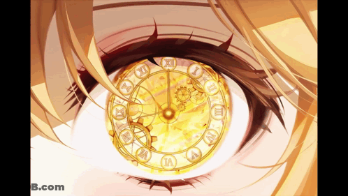 A Close Up Of A Person 'S Eye With A Clock In It That Says Xii GIF