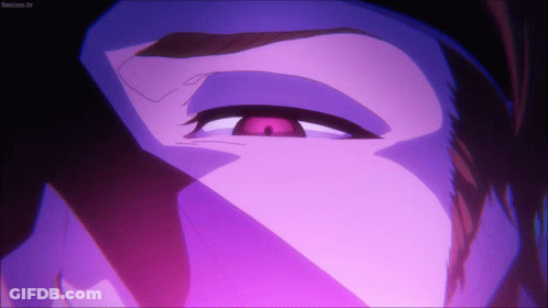 A Close Up Of A Person 'S Eye With A Purple Background That Says Beanime.tv GIF