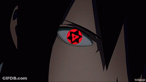 A Close Up Of A Person 'S Eye With A Red Star On It GIF