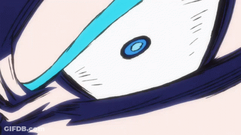 A Close Up Of A Person 'S Eye With Blue Hair GIF