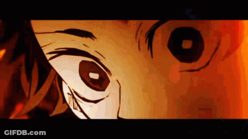 A Close Up Of A Person 'S Eyes In A Cartoon With A Red Background . GIF