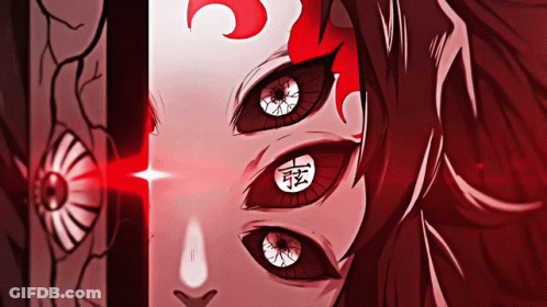 A Close Up Of A Person 'S Eyes With Chinese Writing GIF