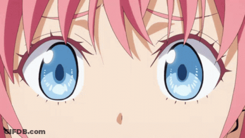 A Close Up Of A Person 'S Eyes With Pink Hair GIF