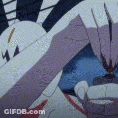 A Close Up Of A Person 'S Face In A Cartoon With A Blue Background . GIF