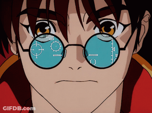 A Close Up Of A Person 'S Face Wearing Glasses With A Target On Them GIF