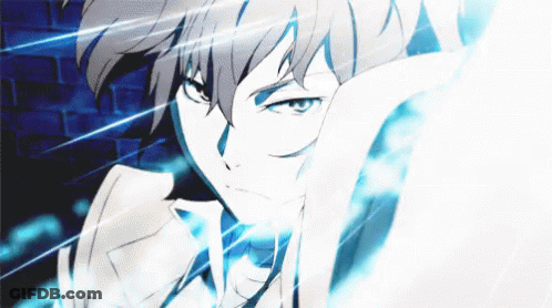 A Close Up Of A Person 'S Face With A Blue Light Behind Him GIF