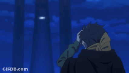 A Close Up Of A Person 'S Face With A Blue Sky In The Background GIF