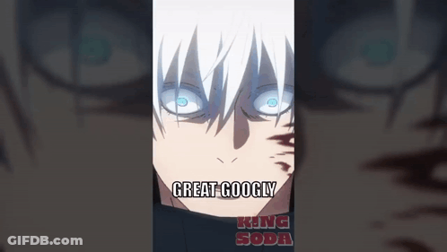 A Close Up Of A Person 'S Face With A Caption That Says `` Great Googly '' GIF