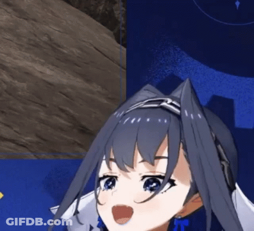 A Close Up Of A Person 'S Face With A Cat Ear And A Chain Around Her Head . GIF