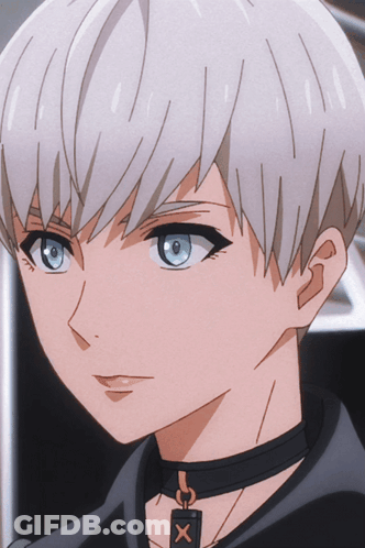 A Close Up Of A Person 'S Face With A Choker And A X On It GIF