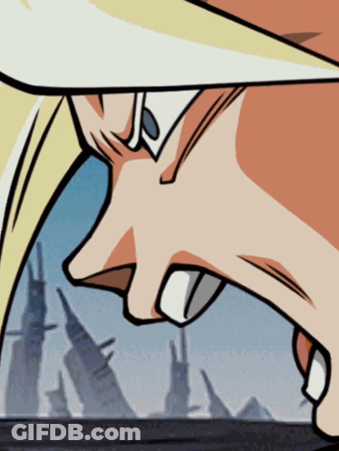 A Close Up Of A Person 'S Face With A City Skyline In The Background GIF