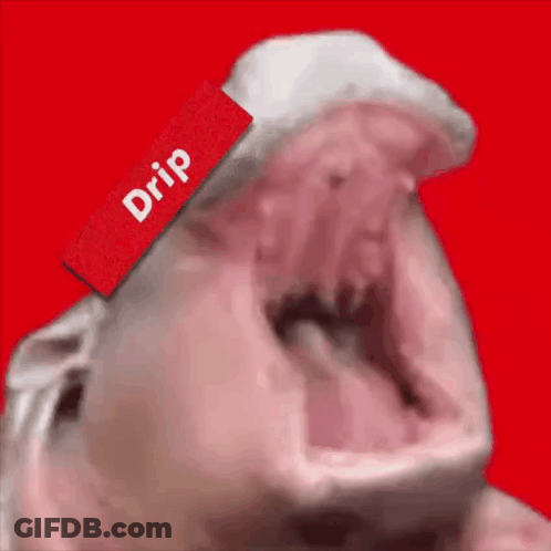 A Close Up Of A Person 'S Face With A Drip Tag On Their Head . GIF