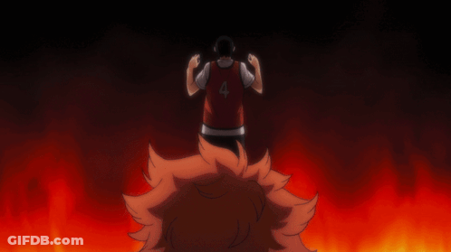 A Close Up Of A Person 'S Face With A Fire Background Behind Him GIF