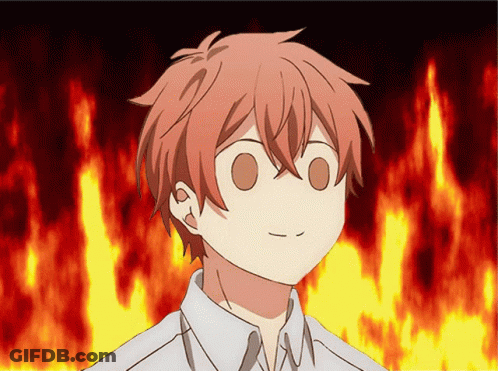 A Close Up Of A Person 'S Face With A Fire Background GIF