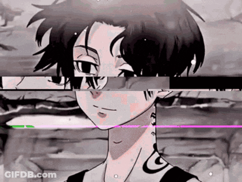 A Close Up Of A Person 'S Face With A Glitch Effect . GIF