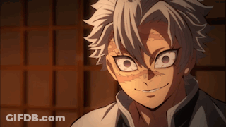 A Close Up Of A Person 'S Face With A Gray Haired Anime Character Making A Funny Face . GIF