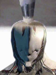 A Close Up Of A Person 'S Face With A Helmet On It GIF